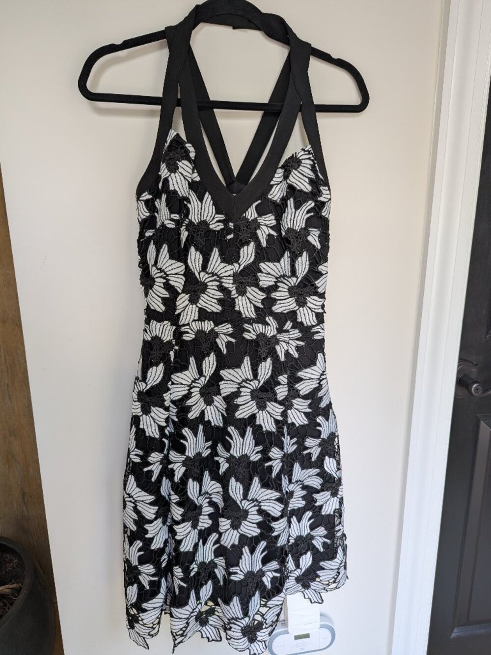 Rachel Rachel Roy Black White Floral Lace Strappy Dress Size 8